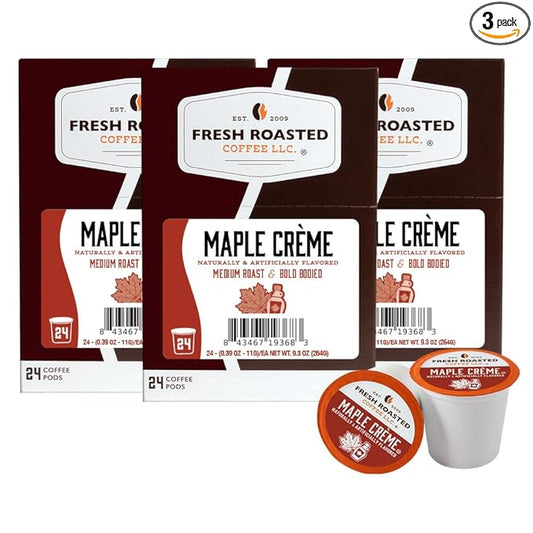 Fresh Roasted Coffee, Maple Crème, Flavored Coffee Pods, 72 Count