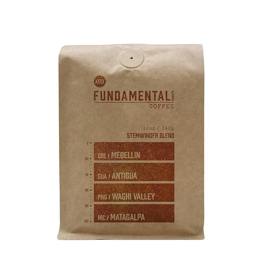 Stemwinder Blend - Roasted by Fundamental Coffee Company - Whole Bean Coffee - 12 Ounce Bag