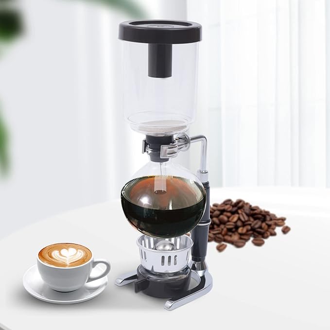 DYRABREST Siphon Syphon Coffee Maker, 5-Cup Coffee Syphon Tabletop Siphon (Syphon) Coffee Maker 500ml Borosilicate Tabletop Vacuum Coffee Maker for Home, Coffee Shops and Offices (500ml, Black)
