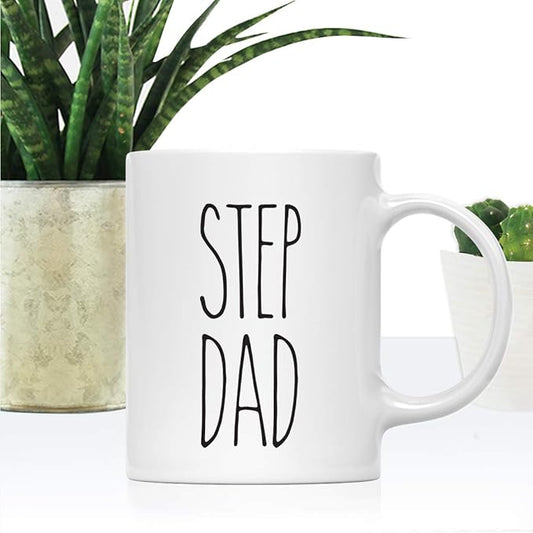 Andaz Press Simple Rustic Farmhouse Kitchen Decor 11oz. Ceramic Coffee Tea Mug Gift, Step Dad, 1-Pack, Birthday Christmas Gift Ideas for Family, Friends