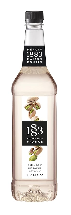 1883 Pistachio Syrup for Drinks – Premium French Flavoring Syrup, Made in France, 1 Liter Plastic Bottle – Perfect for Coffee, Lattes, Cocktails, and Desserts