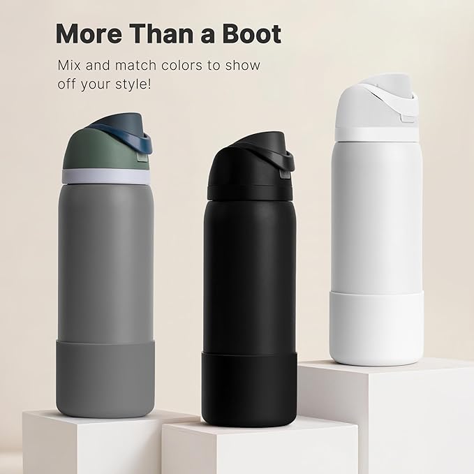 Boot for Owala 32 oz Twist/FreeSip/Flip Stainless Steel Water Bottle, Silicone Rubber Bottom Protector for Owala 32 oz Water Bottle (Dark Grey)