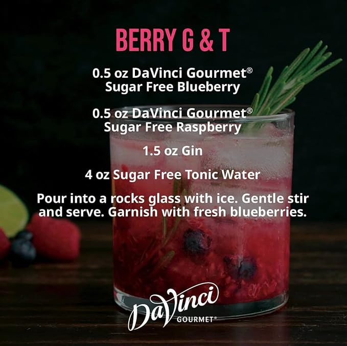 DaVinci Gourmet Sugar-Free Blueberry Syrup, 25.4 Fluid Ounces (Pack of 4)