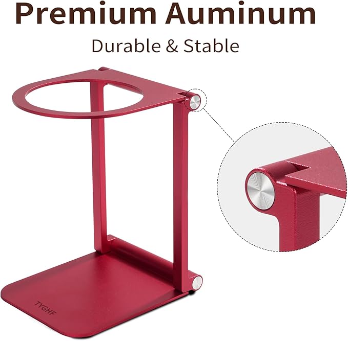 Pour Over Coffee Maker Stand,Foldable Portable Electric Espresso Machine Stand,Holder for Coffee Grinder,Universal Dripper,V60 Dripper,Travel Coffee Maker, Press Round&Red