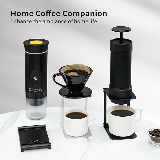 Pour Over Coffee Maker Stand,Foldable Portable Electric Espresso Machine Stand,Holder for Coffee Grinder,Universal Dripper,V60 Dripper,Travel Coffee Maker, Press Square&Black