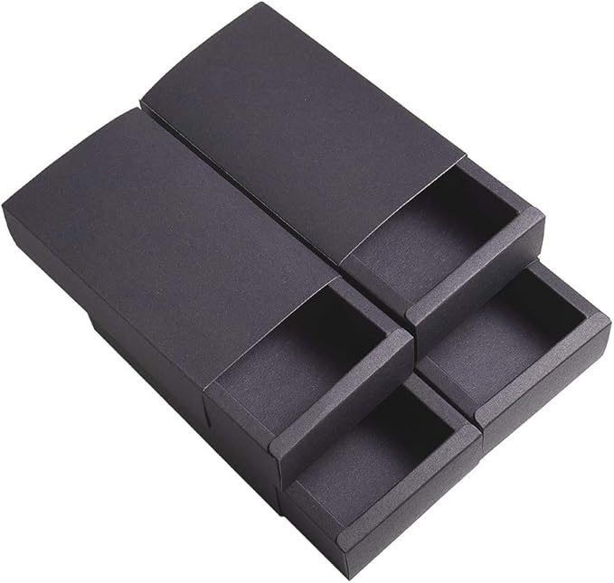 BENECREAT 16 Pack Kraft Paper Drawer Box 6x3x1.5 Festival Gift Wrapping Boxes Soap Jewelry Wedding Party Favors, Christmas, Festival Gift Packaging - Black