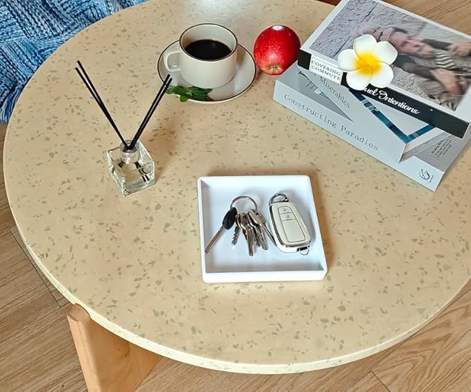 Small Square Serving Tray (5.9 inch), Durable White Tray for Desserts & Organization, Lightweight for Coffee, Drinks, Party, Seasoning, Perfume and Display.