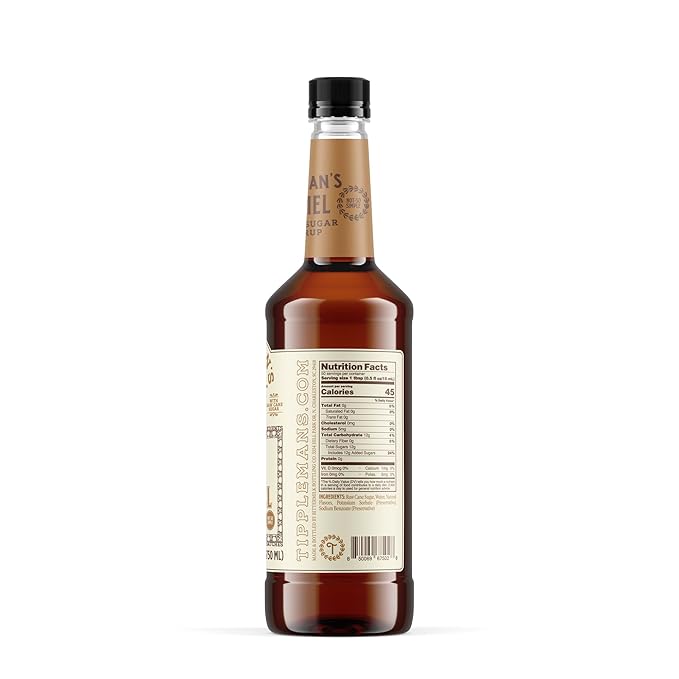 Tippleman's Caramel Coffee Syrup - Rich Flavor for Hot or Iced Drinks, Latte, Tea, Espresso, Cappuccino, Macchiato, Cocktails, & Baking - 25.4 Fl Oz