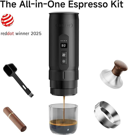 HIBREW H4C Ultra - Portable Electric Espresso Maker, 51mm Bottomless Professional Coffee Maker, USB-C Rechargeable for Ground Coffee, Compact for Home and Travel, with Foldable Holder & Carrying Case