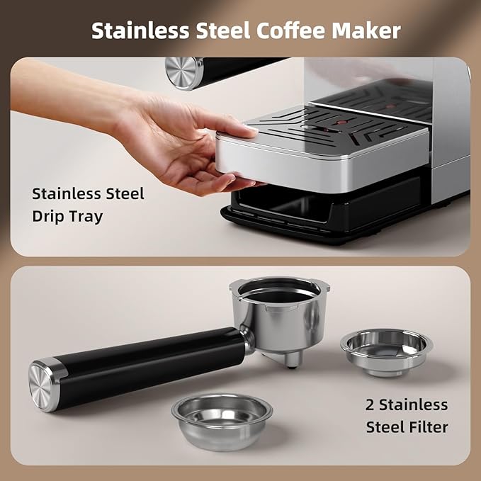 Electactic Espresso Machine 20 Bar with Rapid Cold Brew - Hot & Iced Coffee Maker, Built-in Steam Wand, Touch Screen, 37oz Water Tank -Perfect for Lattes, Cappuccinos, and Gift for Coffee Lovers