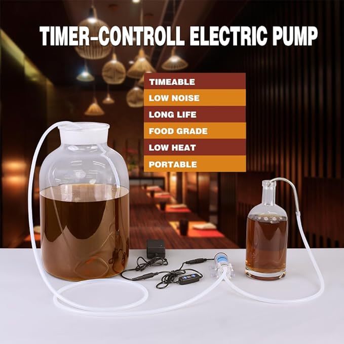 Electric Food Grade Auto Siphon Self Priming Pump for Bottling Home brew Wine,Beer and Kombucha,Water Transfer Pump 100-240V With Timer Control for Ice Maker Coffee Machine Water Cooling,2L/Min