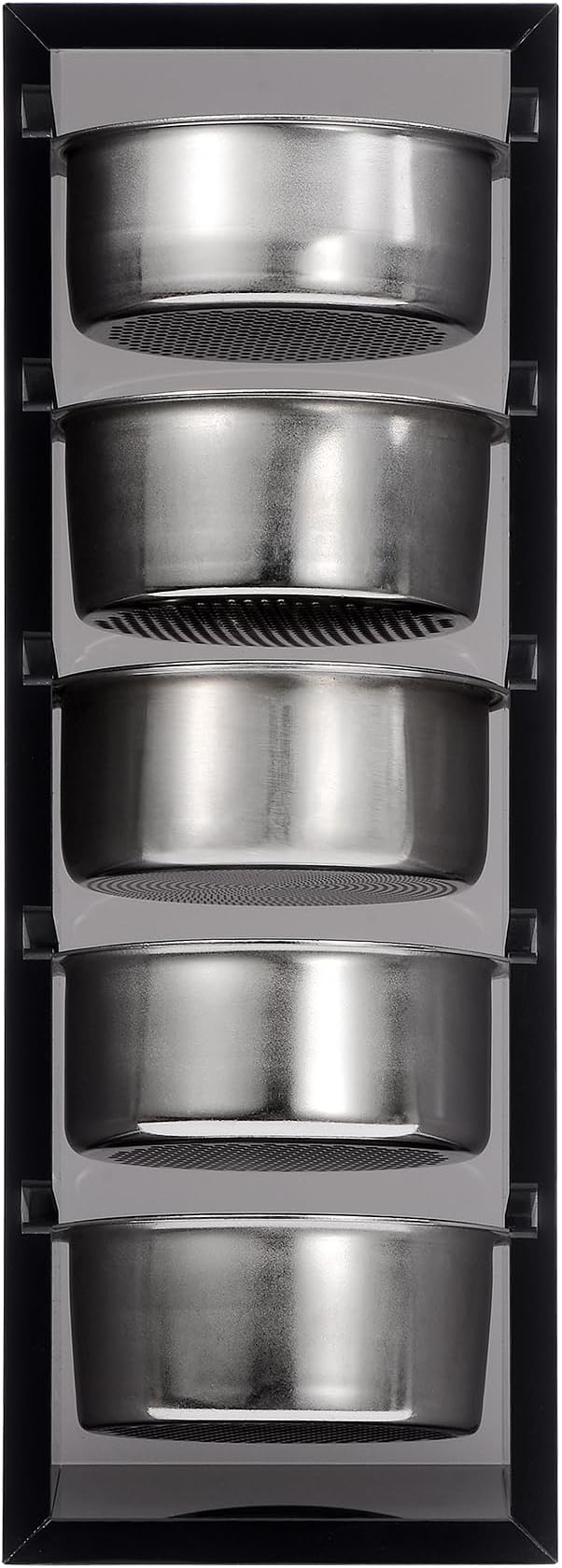 Normcore 54mm Espresso Filter Basket Stand, Holds 5 Espresso Filter Basket Rack Storage Holder Acrylic Stand for 54mm Portafilter Baskets, Frosted Black