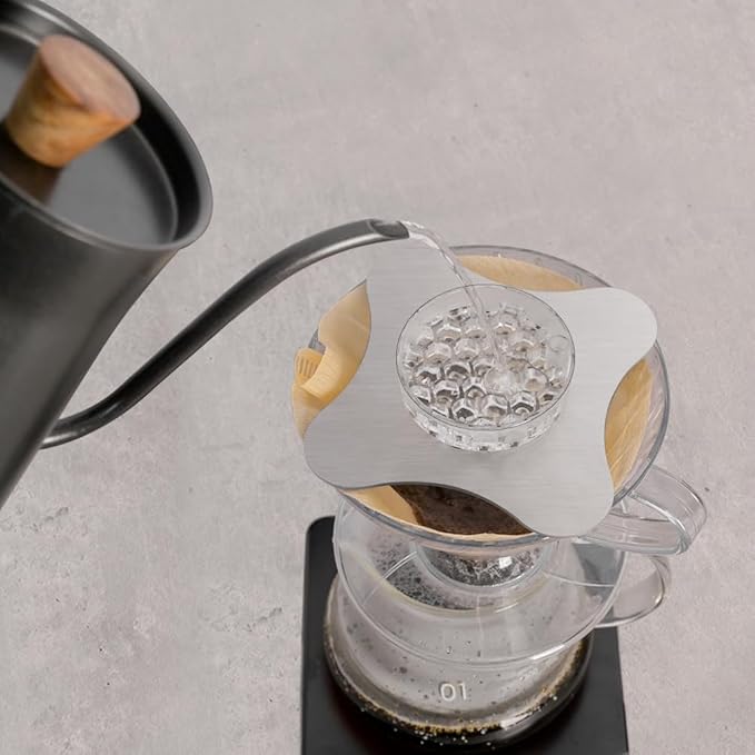 CAFEMASY Drip Assist Tool for Pour Over Coffee Dripper Clear Water Flow Control Dish with Metal Holder Compatible with V60 & Orea Coffee Dripper