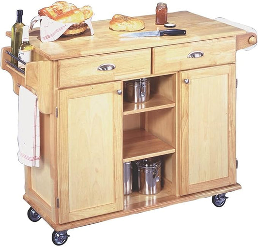 Homestyles General Line Natural Wood Mobile Kitchen Cart