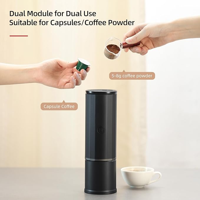 CUFEJORO portable coffee maker15 Bar Mini Coffee Maker USB-C & Car Charger, Lightweight Espresso Maker (White)
