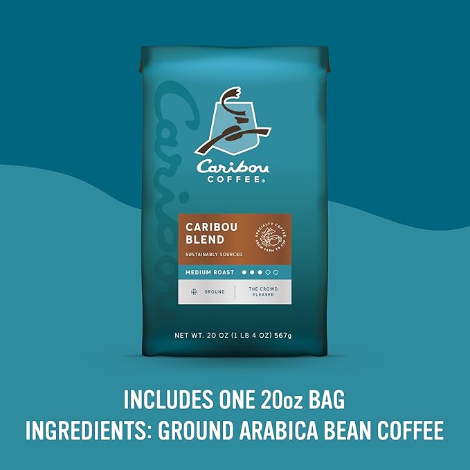 Caribou Coffee Medium Roast Ground Coffee | Caribou Blend | 20 Ounce Bag | Pack of 2