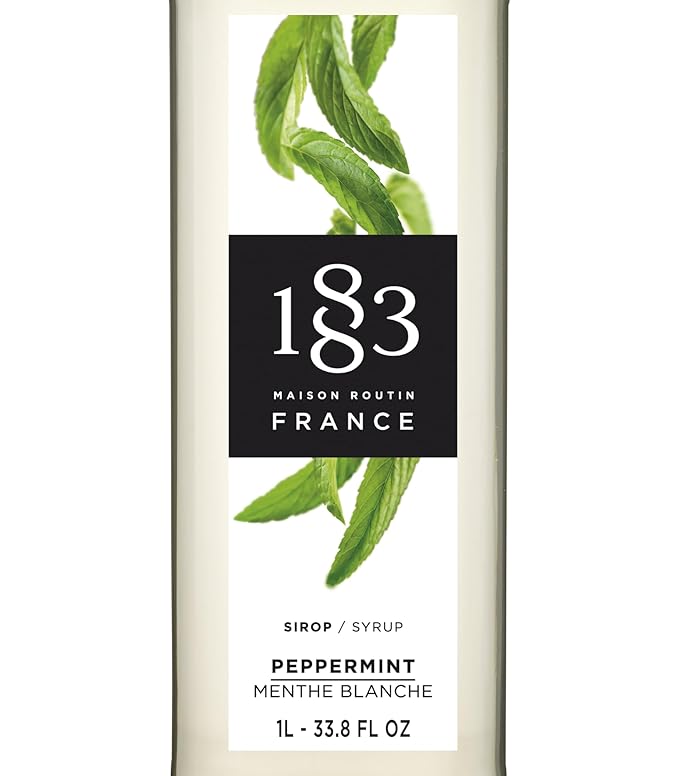 1883 Peppermint Syrup for Drinks, Made in France, 1 Liter Glass Bottle