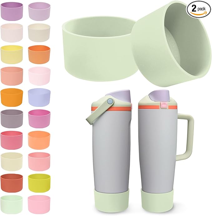 2PCS Silicone Boots for Owala 30oz & 40oz FreeSip Sway Bottles & Tumblers – Non-Slip, Scratch-Resistant, Stability Enhancer for Owala Accessories (Beach House Green)