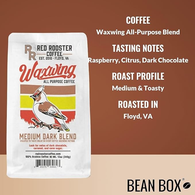 Waxwing All-Purpose Blend - Roasted by Red Rooster Coffee - Whole Bean Coffee - 2 Pound Bag