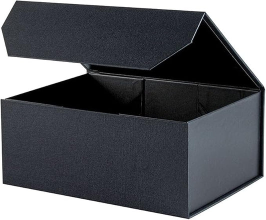 Upgrade 1PCS Black Gift Box 9.5x7x4 Inches, Sturdy Gift Box with Lid for Gift Packaging, Foldable Magnetic Closure Storage Boxes, Bridesmaid proposal box, Rectangle Collapsible Box