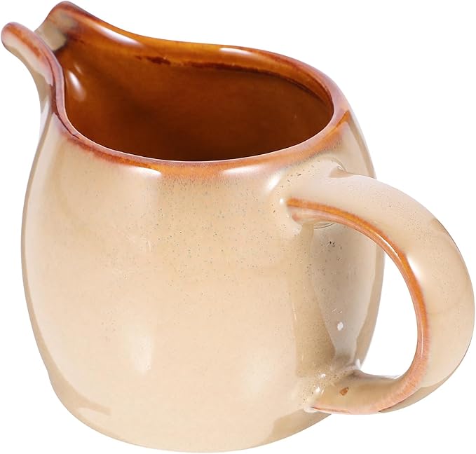Amosfun Ceramic Milk Pitcher with Handle and Spout 4.33X2.67X2.12 Inch Porcelain Creamer Jug for Coffee Tea Serving and Syrup Dispensing