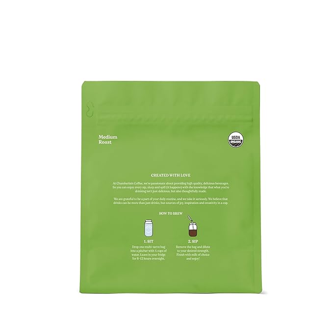 Chamberlain Coffee Coconut XL Cold Brew Bags – Premeasured, Ready to Brew Coffee Packs – Contains 4 XL Cold Brew Bags, Makes 4 Cups of Coffee Per Bag – 16 Servings