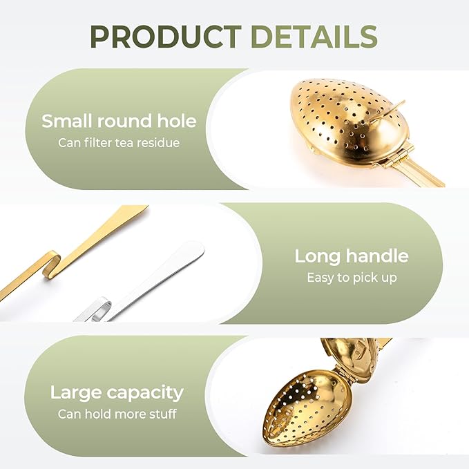Stainless Steel Tea Diffuser,2025 New Tea Strainer Tea Infuser for Loose Leaf Tea,Creative Tea Spoon With Handle,Fine Holes Tea Interval Filter,Tea Holder Steeper for Tea Accessories (Silver A)