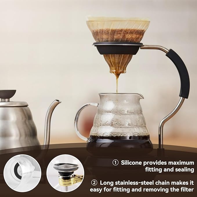 Reusable Metal Coffee Filter for Siphon Coffee Maker, Reusable Stainless Steel Syphon Coffees Filter with Chain for Siphon Coffee Maker Other Similar Syphon Coffee Machine
