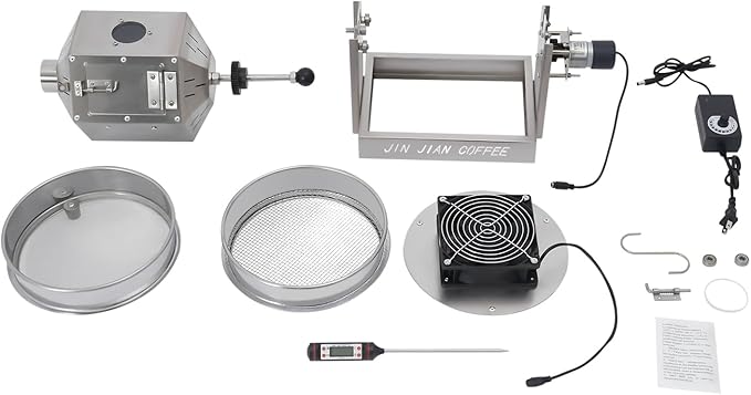 Coffee Bean Roaster, 3.8L/1Gal Coffee Bean Baker Gas Burner Drum Type Roasting Machine with 5-60RPM Adjustable Speed for Home and Commercial Use