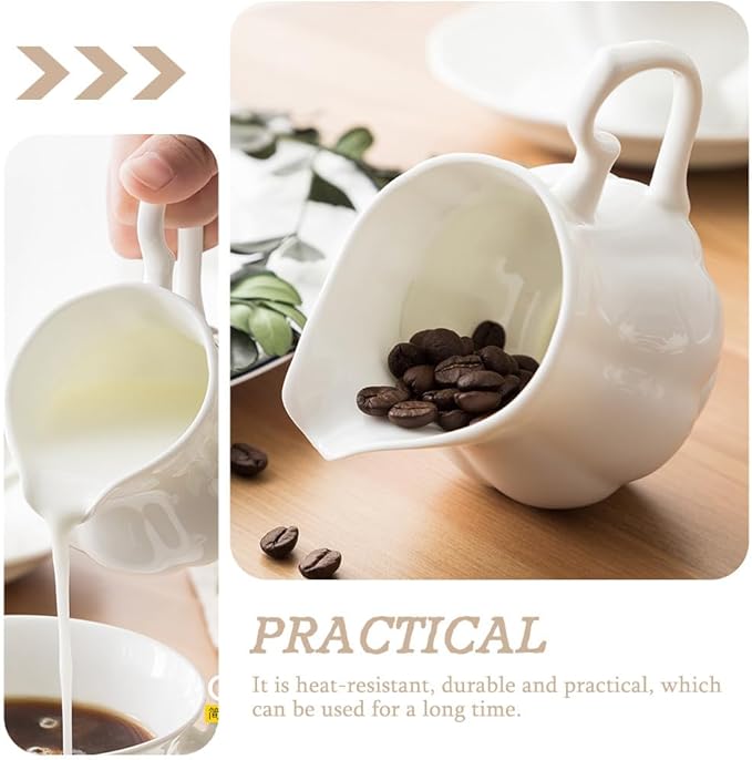Ceramic Milk Pot 8Oz Heat-Resistant Creamer Pitcher with Spout Practical Milk Cup for Coffee Tea Sauce and Juice Serving
