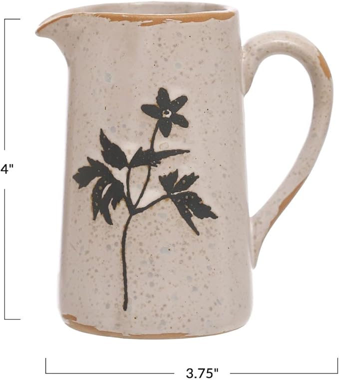 2oz Embossed Stoneware Creamer