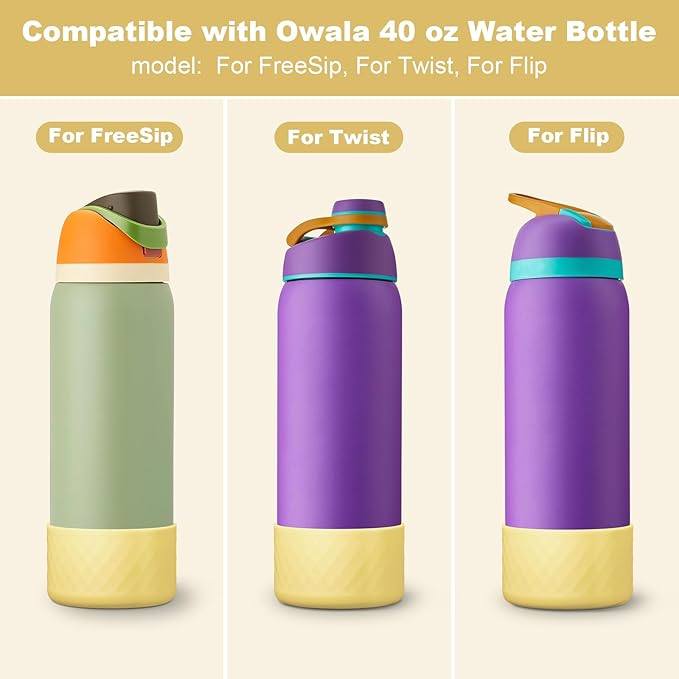 Silicone Boot for Owala Water Bottle 24 oz 32 oz 40 oz, Anti-Slip Protective Sleeve for FreeSip/Twist/Flip Stainless Steel Water Bottles Accessories