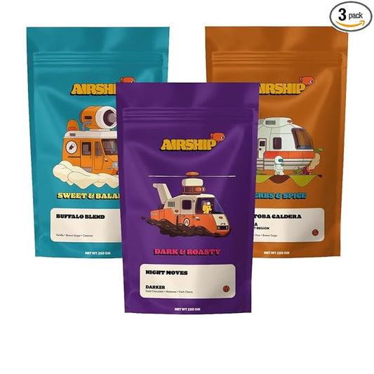 Bean Box Sampler - Roasted by Airship, 3-Pack, Whole Bean Coffee, Gourmet Coffee