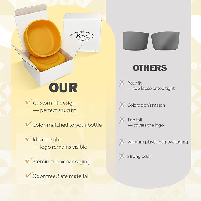 2pcs Silicone Boot for Owala SmoothSip Slider Coffee Tumbler 20oz 12oz, Anti-Slip Sleeve for Travel Coffee Mug, Protective Accessories for Owala BPA Free (Golden Quest)
