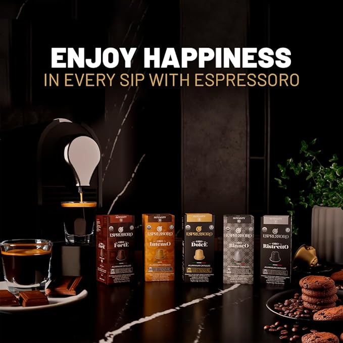 Espressoro 100 Organic Espresso Capsules - Variety Pack USDA Certified Premium Aluminum pods compatible with Nespresso Original line machines. Made in Italy.