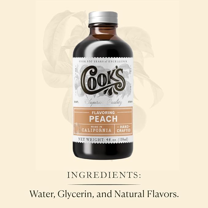 Cook's, Peach Flavoring for Baking, Preserves, Ice Cream, Jam, Cakes, 32oz