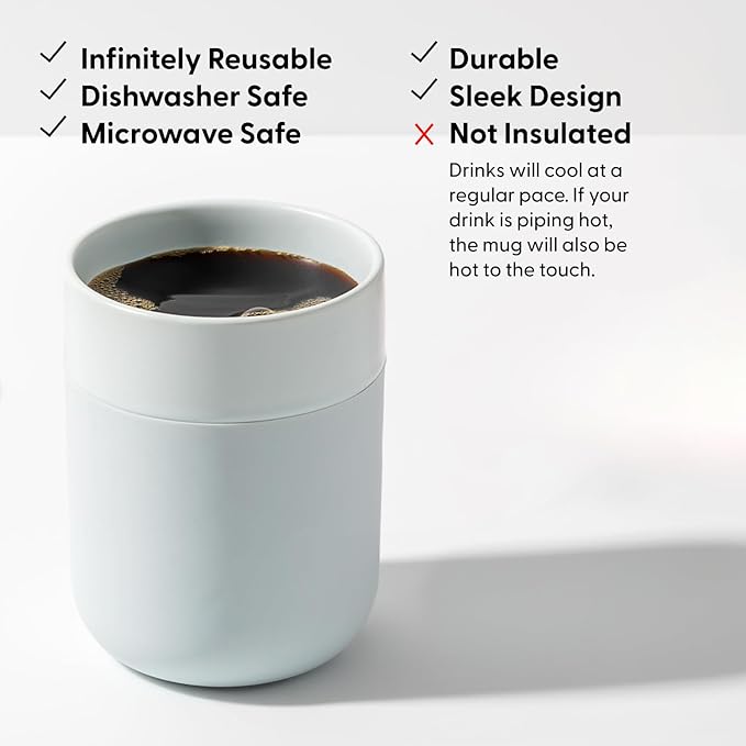 W&P Porter Ceramic Mug w/ Protective Silicone Sleeve, Mint 12 Ounces | On-the-Go | Reusable Cup for Coffee or Tea | Portable | Dishwasher Safe