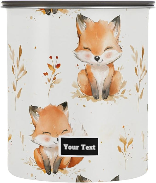 ALAZA Cute Fox Watercolor Airtight Coffee Bean Canister Customed 500ml Food Storage Containers with Lids For Gournd, Tea, Sugar, Flour, Rice, Cereal, Candy Cookie Jar