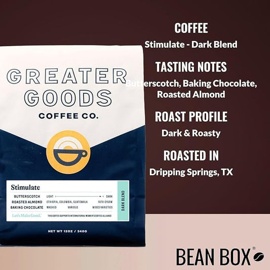 Stimulate - Dark Blend - Roasted by Greater Goods Coffee Co. - Freshly Ground Coffee - 2 Pound Bag