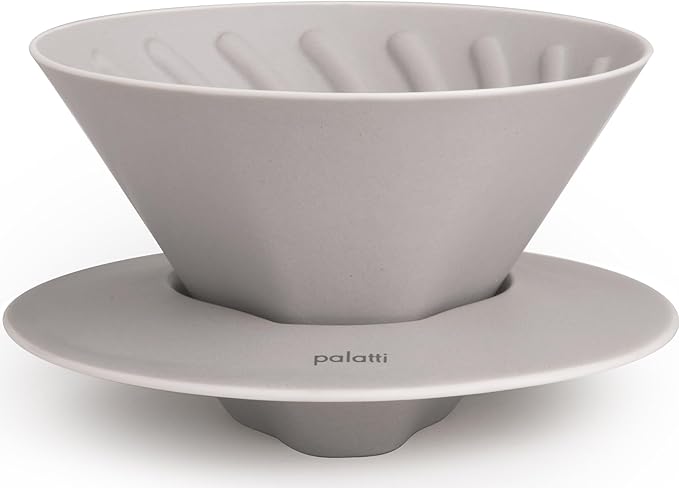 palatti Mist Porcelain Pour Over Coffee Dripper, Ceramic Pour Over Coffee Maker, Adapt to Conical 60 Degree Styles Cone Filters, Faster Flow Rate, Interchangeable Wall and Base, 1-4 cups