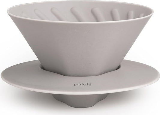 palatti Mist Porcelain Pour Over Coffee Dripper, Ceramic Pour Over Coffee Maker, Adapt to Conical 60 Degree Styles Cone Filters, Faster Flow Rate, Interchangeable Wall and Base, 1-4 cups