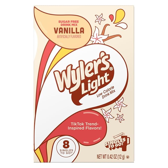Wyler's Light Singles To Go Powder Packets, Water Drink Mix, 8 Count, 3 Boxes(24 Single Servings) (Vanilla)