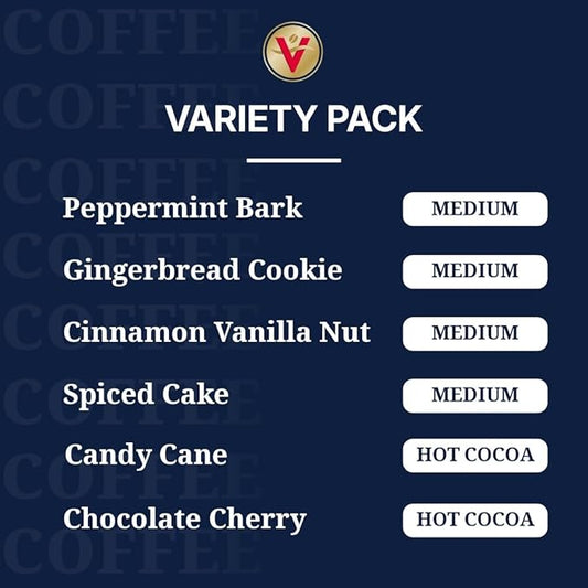 Victor Allen's Coffee Holiday Favorites Coffee & Hot Cocoa Variety Pack, 96 Count, Single Serve Cups & Coffee Pods for Keurig K-Cup Brewers