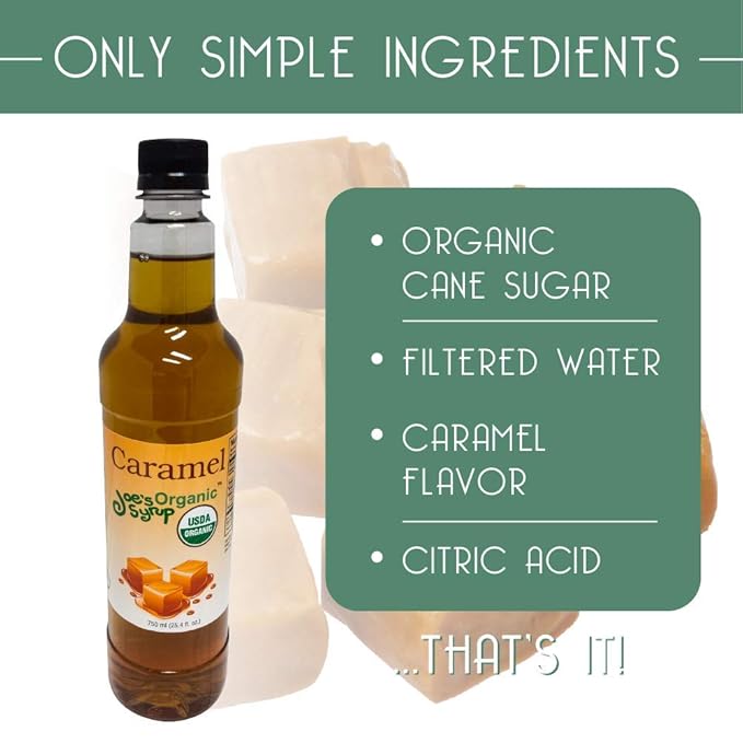 Joe’s Syrup Organic Flavored Syrup, Organic Caramel, 750 ml