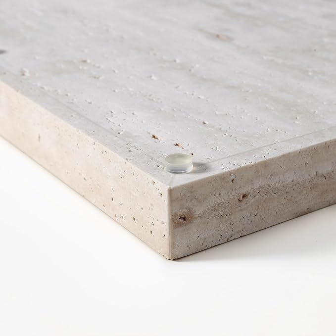 BUICCE Rectangular Decorative Serving Tray,Modern Travertine Large Coffee Table Tray