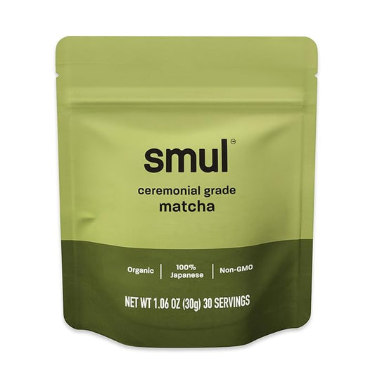 smul Ceremonial Grade Matcha Powder – Organic Matcha Powder 100% Japanese – Matcha Unsweetened – Smooth & Antioxidant-Rich - Clean Energy & Focus – Non-GMO, Vegan, Gluten-Free, 30–37 mg Caffeine – 30g
