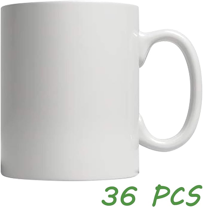 11oz White Ceramic Sublimation Coffee Mug Blank White, Case of 36