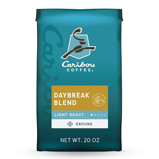 Caribou Coffee, Light Roast Ground Coffee, 100% Arabica Coffee - Daybreak Morning Blend 20 Ounce Bag