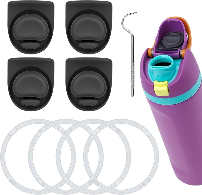 9pcs Water Bottle Replacement Parts Compatible with Owala FreeSip, Water Bottle Seal O Ring & Replacement Stopper for Owala 16/19/24/25/32/40oz Gasket Plug Lid Accessories BPA-Free