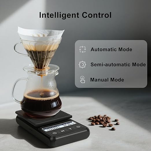 QP Digital Coffee Scale with Timer, Mini Scale, 1kg/0.1g High Accuracy Portable Espresso Scale, IP68 Waterproof Gram Scale for Coffee, 3 Modes Digital Pocket Scale, g/oz/ml, LCD Display, Auto Off